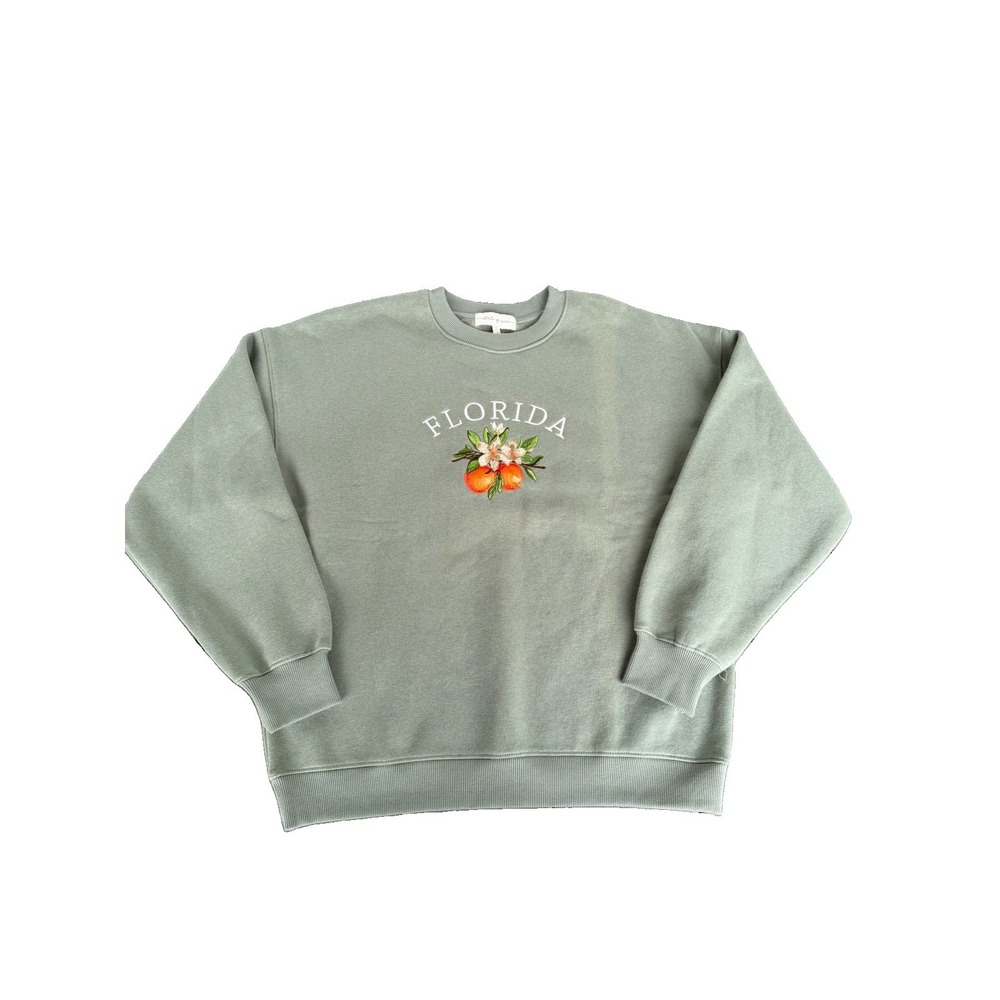 Florida Oranges State Of Mind Crewneck Sweatshirt Women's Size Small Green